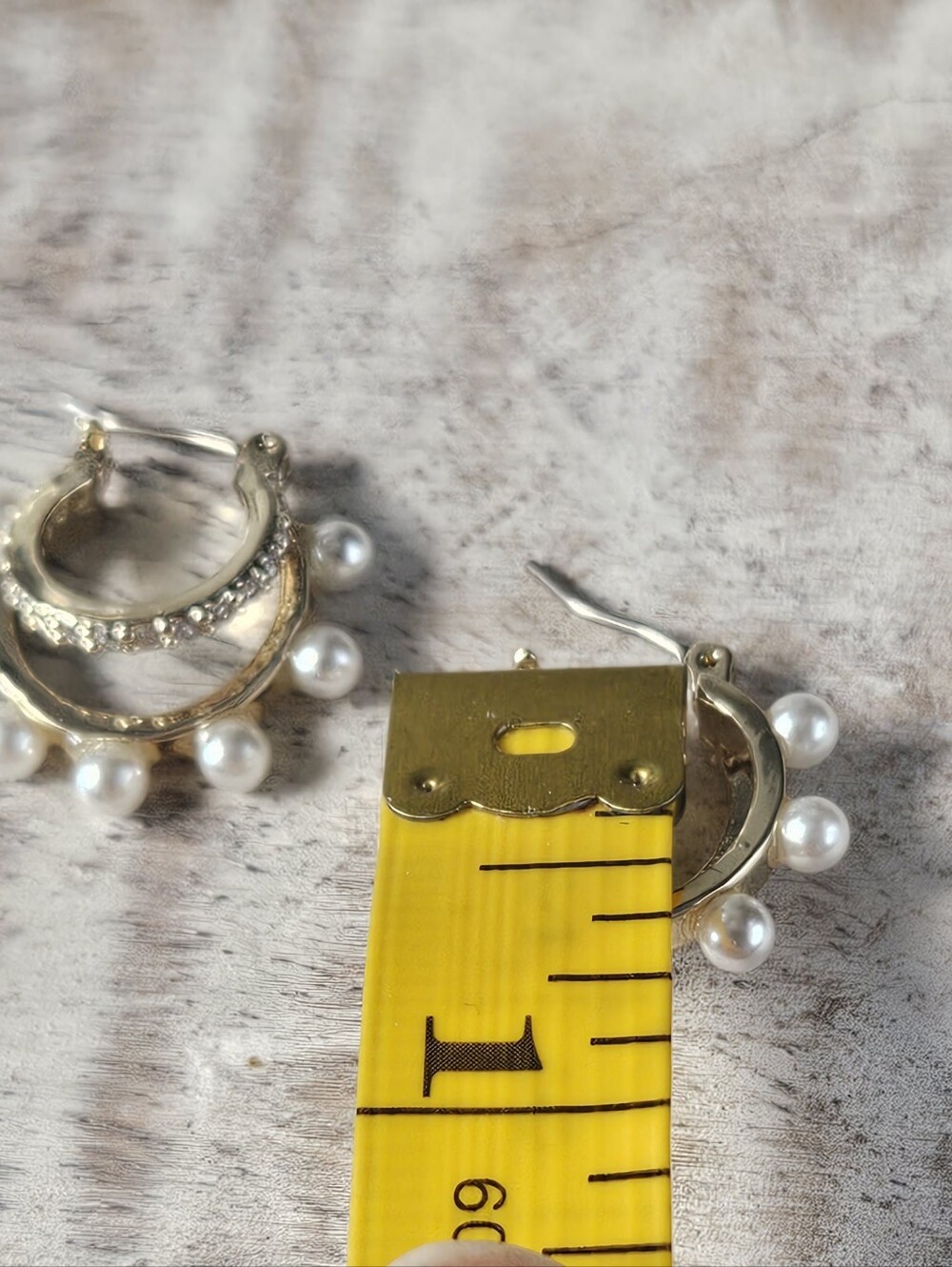 J.Crew nwt Mini pearl and pavé double-hoop Gold Earrings with Pearl Drops and a - Picture 10 of 11